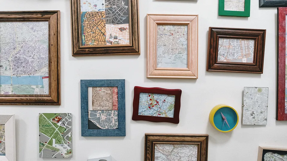 Gallery wall of mixed framed art